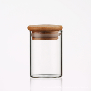 Heat Resistant Round Glass Jar Bamboo Lid